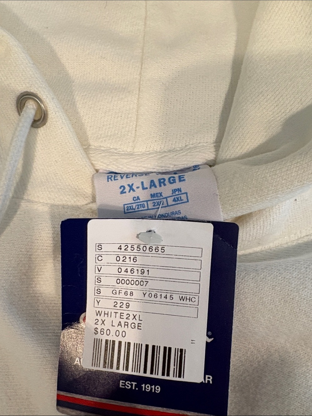 Champion 2X-Large White Pullover Hoodie with Tag